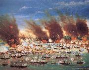 unknow artist Farragut-s Fleet Passing Fort Jackson and Fort St.Philip,Louisiana Spain oil painting artist